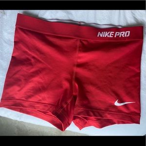 Red Nike Pro Athletic Shorts